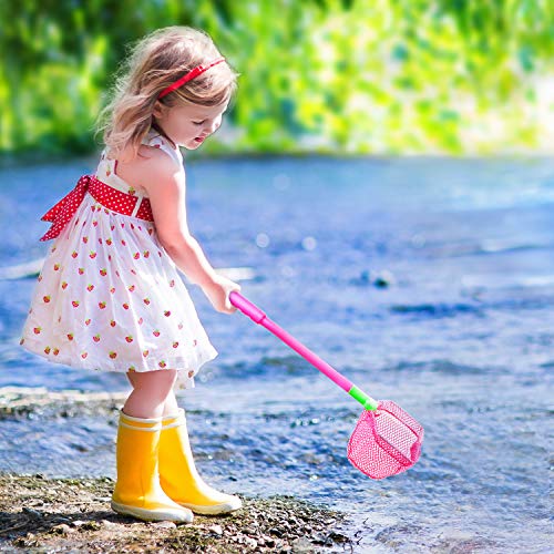 Coopay 2 Pieces Butterflies Kids Fishing Net Catching Bug Floating Bait Beach Nets for Outdoor Playing - color: Green + Blue