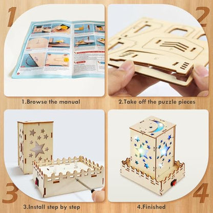 STEM Toys Wooden Building Kit for Kids Ages 8-12,Physics Science Wood Craft Set for Kids,DIY Science Building Projects for 6-8 with Hands-on Learning Activities-Educational Craft Model Kit