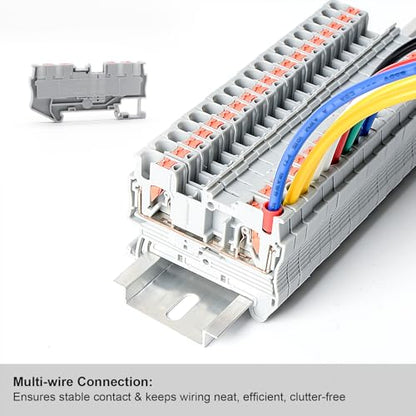 12Pcs PT2.5 Quattro Terminal Blocks, 4 Conductors Rail Mounted - color: Grey, size: 12 Pcs