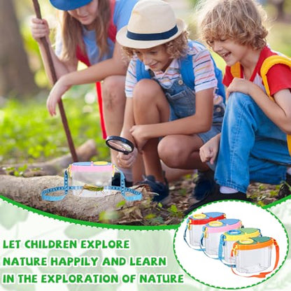 Halloscume 4 Pcs Bug Catcher for Kids Collector Toy Bug Habitat with Magnified Viewer, Insect Habitat, Outdoor Toys, Insect Box Magnifying Tools & Carry Strap - Educational Outdoor Adventure Gift
