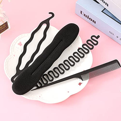 UTTH-DTTK Hair French Braid Tool, 6 pieces Resin Centipede Braid Maker Hair Styling Accessories for Women, Girls, 1 Count (Black 6-piece set)