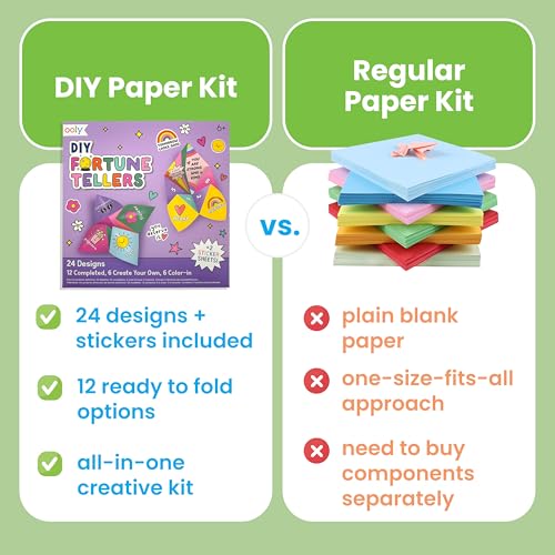 Ooly DIY Origami Fortune Teller Kit, Cootie Catcher, 24 Designs & Stickers - color: Fortune Tellers Kit