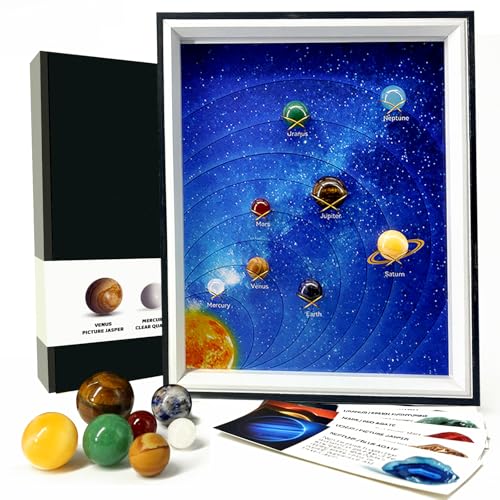 Solar System Project Kit for Kids 8-12, 8 Real Gemstone Planets