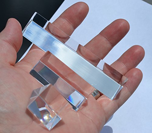 Eisco Labs 3 Piece Acrylic Prism Set - Ultra Durable and Lightweight - 1, 2, and 4 Inch Lengths - Designed for Teaching Physics and Refracted Light - Create Spectrums, Create Rainbows for Photography