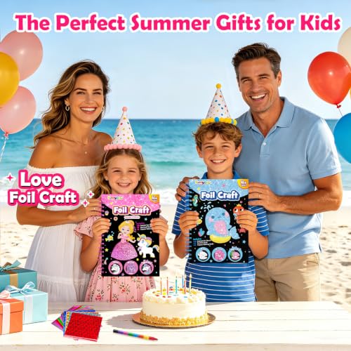 FUNNYB&G Foil Art Craft Kit for Kids, Sparkly Birthday Gift Toy for Girls - style: Princess