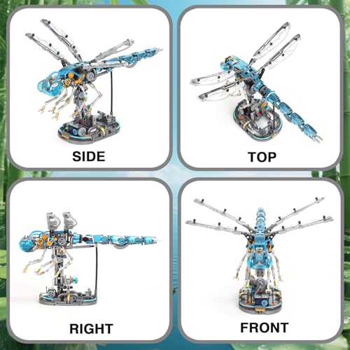 Mechanical Dragonfly Building Blocks STEM Kit - Insect Animal World Model with LED Light & Display Stand, Educational Toys for Boys Ages 12+ & Adults and Kids, Creative Birthday Gift - color: Dragonfly