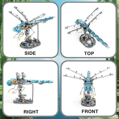 Mechanical Dragonfly Building Blocks STEM Kit - Insect Animal World Model with LED Light & Display Stand, Educational Toys for Boys Ages 12+ & Adults and Kids, Creative Birthday Gift - color: Dragonfly