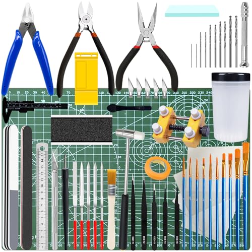 64Pcs Modeler Basic Tools Craft Set Hobby Building Tools Kit Gundam Model Tools for Assembling Repairing and Fixing