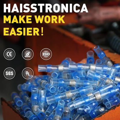haisstronica 500PCS Solder Seal Wire Connectors, AWG 18-16 Green Sleeves - size: AWG 18-16 Green