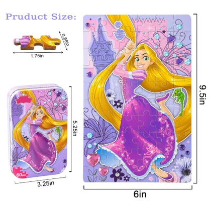 LELEMON Puzzles for Kids Ages 4-6, 60 Piece Puzzles for Kids Ages 3-5 - color: Curly Hair Girl