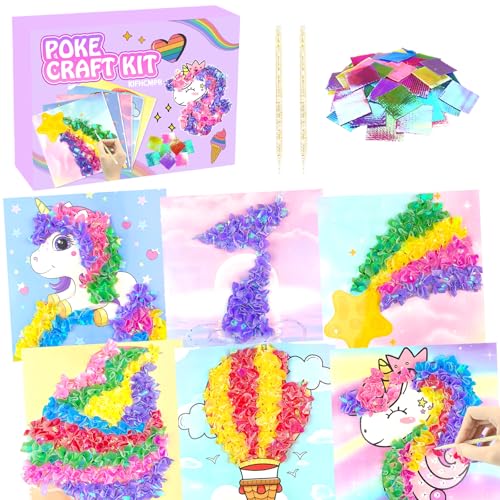 Poke-in Fun Art Fabric Craft- Magical Dream Decor,Mess Free Kids'Paper Craft Kits,Arts and Crafts for Kids,DIY Art Activity Birthday Ideas for Children,Toys for Girls &Boys Ages 4-10+ - style: Magical