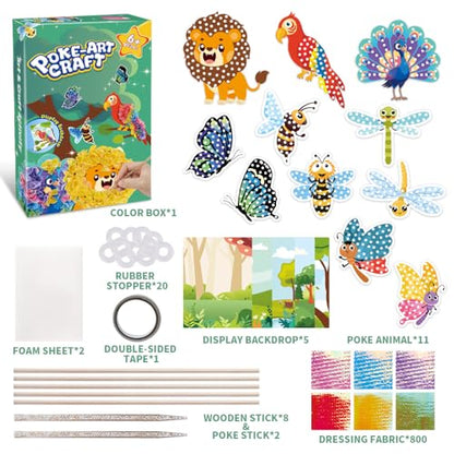 MZYTOZA Poke Art Kit for Kids Ages 4-8, Mess-Free Fabric Craft Set - color: Green-Animals