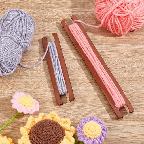 PH PandaHall 4Pcs Wooden Weaving Shuttle Tools Crochet Needle Weaving Loom Crochet Kit Supplies Weaving Sticks Crochet Hook Loom Tools for Sweater Scarf Tapestry Knitted Crafts - size: 16mm