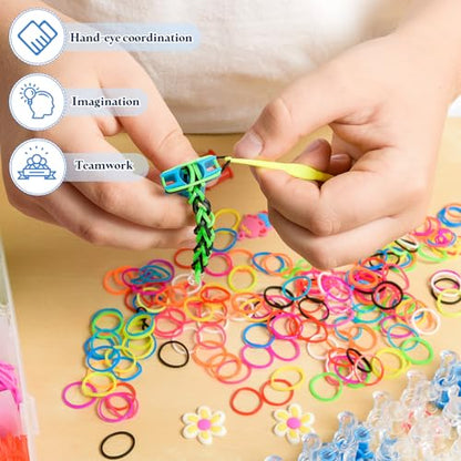 uxcell 600Pcs Loom Rubber Band, Bracelet Making Refill Kit Elastic Loom Band with 25Pcs S-Clips and 1Pcs Crochet Hooks for Weaving DIY Handcrafts, Army Green - color: Army Green