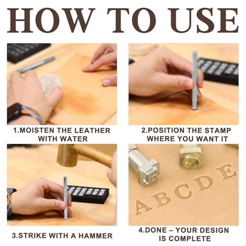 BESTNULE 27pcs Leather Stamps, Leather Stamping Kit, Leathercraft Stamping Tool Set, 26PCS Capital Letter Leather Stamps 6mm + 1 Stamping Handle for Leather Craft - color: 6mm(27pcs)