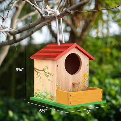 LotFancy Bird House Kit, DIY Wooden Birdhouse Kits, Arts and Crafts Painting Kits for Kids Ages 4+, Build and Paint, Including Paints & Brushes - style: Build a Bird House