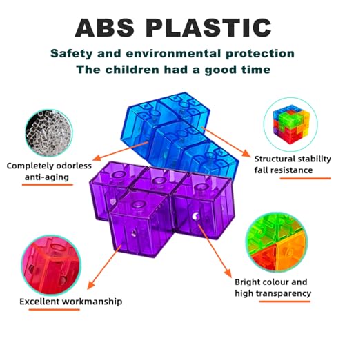 Magnetic Building Blocks Magic Magnetic 3D Puzzle Cubes, Set of 7 Multi Shapes Magnetic Blocks with 54 Guide Cards, Parent-Child Interactive Children's Educational Toys (7 Color) - color: 7color