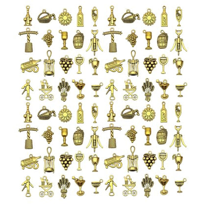WOCRAFT 60pcs Antique Gold Wine Bracelet Charms for Jewelry Making Sets DIY Necklace Bracelet Keychain Crafting Charms Kit Craft Supplies (SN870) - color: Antique Gold, size: Wine Charms