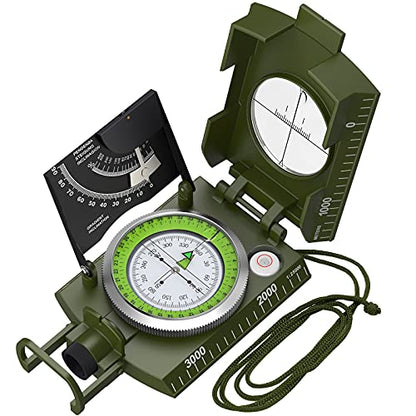 Proster Lensatic Sighting Compass IP65 Waterproof with Clinometer Bag - color: Camouflage Compass
