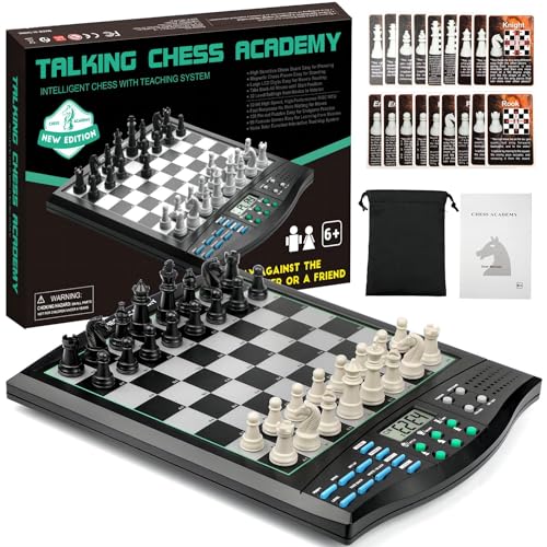 Talking Chess ACADEMY Electronic Chess Set, Magnetic Computer Chess Game with Interactive Teaching System for Beginners, Advanced AI for Improving Players, Perfect for Kids & Adults, Simple and Noble