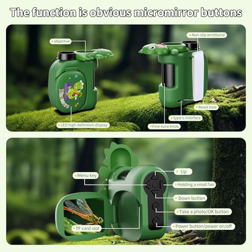 1600X Handheld Microscope for Kids 2" IPS Screen Kit Mini Pocket Digital Microscopes STEM Science with Slides Photo Video Rechargeable Portable Scope Gift for Ages 6-12 (Green) - color: Green