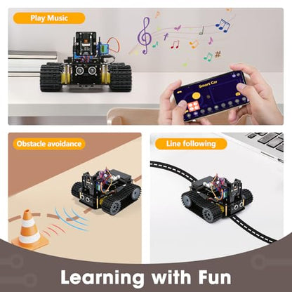 Robotics for Kids Ages 12-16, ACEBOTT 4 in 1 Smart Robot Kit with 3MP Camera + Tank Car, STEM Toys Coding Kit Compatible with Arduino & Scratch, App & Remote Control, for Kids & Teens - color: Yellow-black