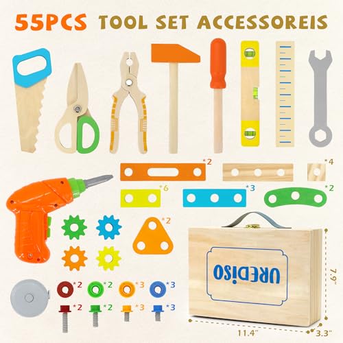Kids Tool Set Toy with Drill, Montessori Toys for Age 3+ Years Old Boy Girl