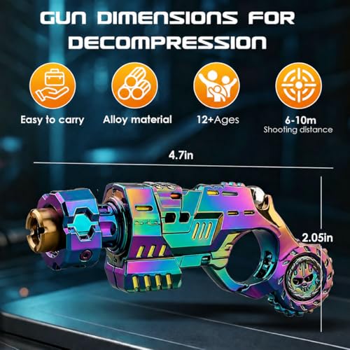 Metal EDC Gun Fidget Toy for Adults, 6 Shells, 20 Soft Dart Heads,Colorful - color: Colorful-06
