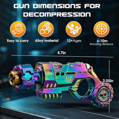 Metal EDC Gun Fidget Toy for Adults, 6 Shells, 20 Soft Dart Heads,Colorful - color: Colorful-06