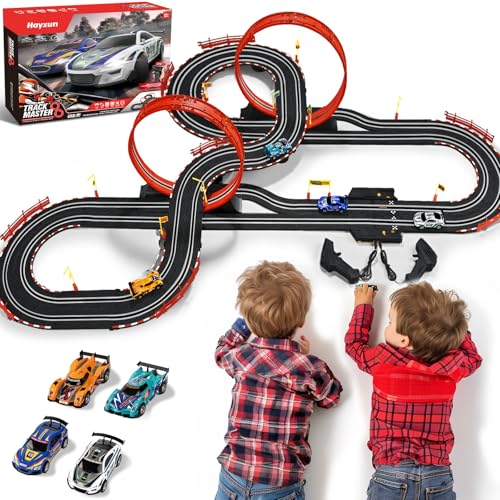 30 FT Slot Car Race Tracks Sets Toys for Ages 8-10,1:43 Dual Race Car Track