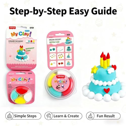Air Dry Clay Kit for Kids, 12 Mini Dessert Crafts, Non-Toxic DIY Gift