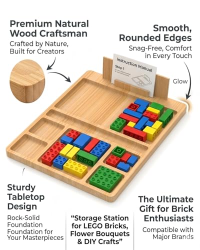 Building Tray for LEGO, 7-Compartment Sorting Tray with Manual Holder - size: Small