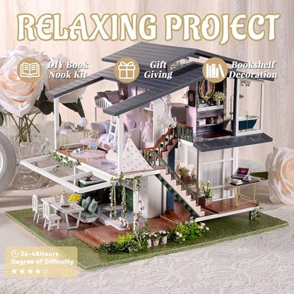 Flever Dollhouse Miniature DIY House Kit Creative Room with Furniture for Romantic Artwork Gift (Monet Garden) - color: Monet Garden