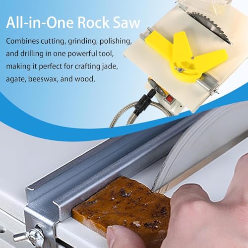 750W Lapidary Saw for Jewelry & Gemstone, Adjustable Angle, Mini Table Saw