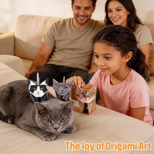 hapray 56 Sheets Cat Origami Paper Kit, Origami Kit for Kids, Origami Book