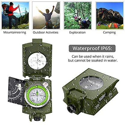Proster Lensatic Sighting Compass IP65 Waterproof with Clinometer Bag - color: ArmyGreen
