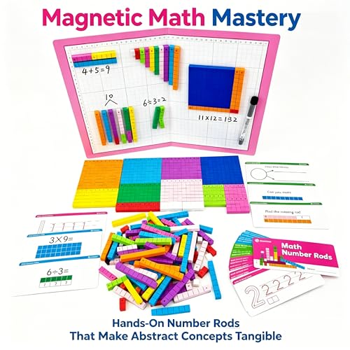 Magnetic Math Number Rods Counting Blocks and Practice Folder Set