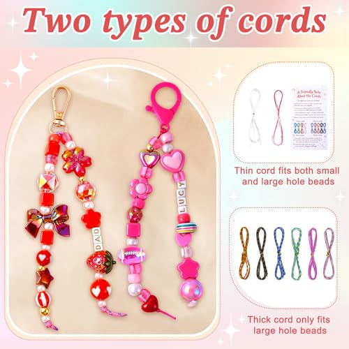 TOHONGADON 1812 Pcs Bead Keychain Making Kit, 7 Color Rainbow Bag Charm Kit - color: 1812 Pcs Beads