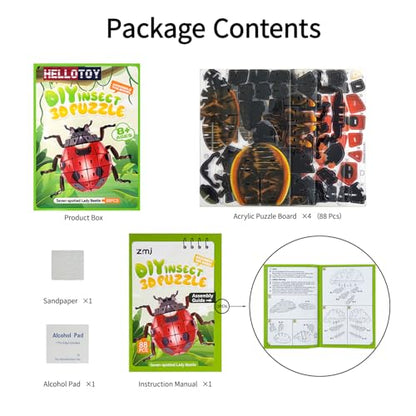 3D Acrylic Insect Puzzle DIY Bug Model Kit Animal STEM Gift - color: Ladybug