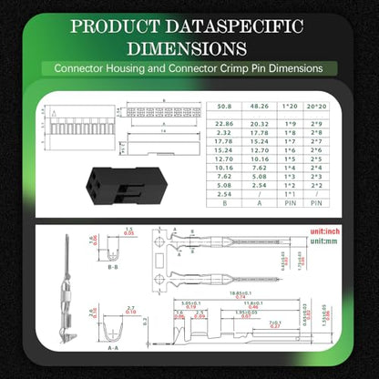 50 Sets / 250 Pieces for Dupont 2.54mm 2Pin Black Male Connector - size: 2-Pin Male, style: Black-Double Row