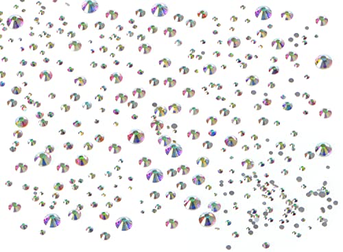 Bymitel 5000 Pieces 6 Mixed Sizes Glue Fix on Glass Rhinestones Round Crystal Gems Flatback for DIY Jewelry Making with one Picking Pen (6-Sizes 5000PCS, Crystal AB) - color: Crystal AB, size: 6-SIZES 5000PCS
