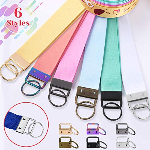 shynek Key Fob Hardware, 50PCS 1 Inch Lanyard Keychain Hardware with Key Fob Pliers Tool for Keychain and Wristlet Clamp Hardware Supplies - color: Multicolor