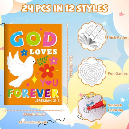 BenLouis 24 Pcs Bible Verses Mini Coloring Books for Kids Party Favors - style: Bible