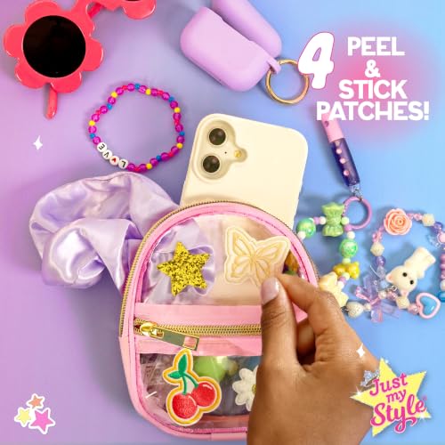 Just My Style Mini Backpack Keychains, Customize Key Chains & Clip to Anything, Includes Adhesive Patches, Bag Charms & Beads for Bracelet Making, Custom Bag Clip Bracelet Craft, Great Gifts for Girls - color: Mini Keychains