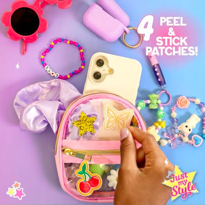 Just My Style Mini Backpack Keychains, Customize Key Chains & Clip to Anything, Includes Adhesive Patches, Bag Charms & Beads for Bracelet Making, Custom Bag Clip Bracelet Craft, Great Gifts for Girls - color: Mini Keychains
