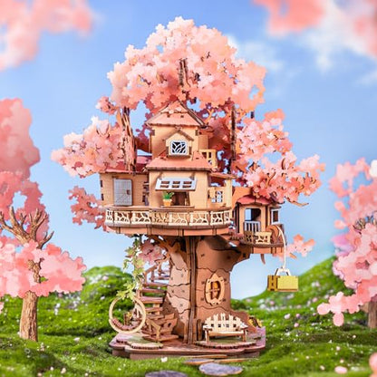 Rolife 3D Puzzles for Adults, Cherry Blossom Bonsai Tree Plants, Japanese Sakura Tree House Flowers Building Set for Adults for Table Toys & Home Decor, Creative Birthday Gift for Girls&Boys (535 PCS)