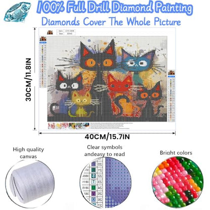 Cat Diamond Painting Kits for Adults, Cat Diamond Art Kits for Adults - color: Funny Cats