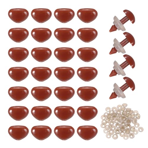 MECCANIXITY 50set 7mm Large Plastic Triangle Safety Noses Brown with Washer for Crochet Stuffed Animal Doll Craft Puppet Plush Toy Bear - color: Brown, size: 7mm