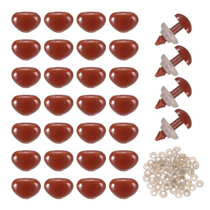 MECCANIXITY 50set 7mm Large Plastic Triangle Safety Noses Brown with Washer for Crochet Stuffed Animal Doll Craft Puppet Plush Toy Bear - color: Brown, size: 7mm