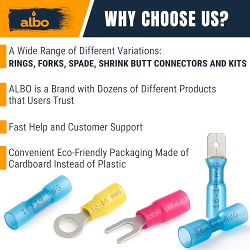 ALBO Heat Shrink Crimp Connectors (Female Blue 16-14 AWG) - color: Female Blue 16-14 AWG
